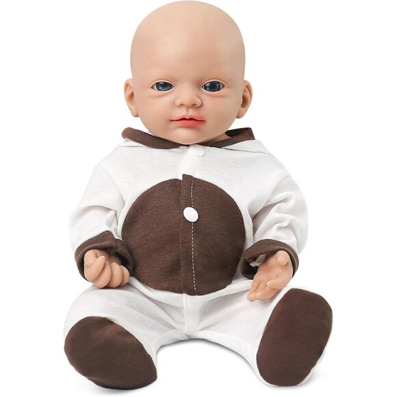 🆕14 inch Full Body Platinum Silicone Bald Baby Dolls Girl With Feeding kit - Picture 5 of 9